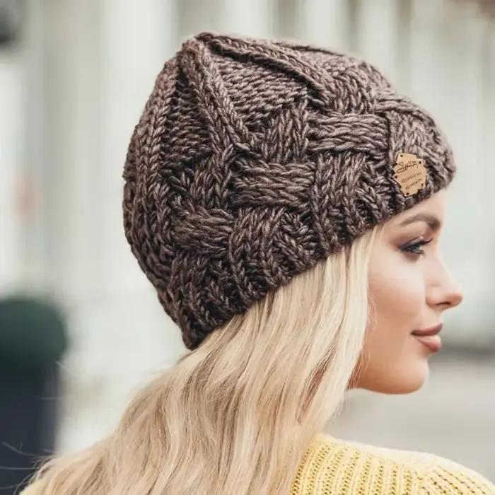 Nouveau chapeau d'hiver pour femmes bonnet tricoté épais Skullies
