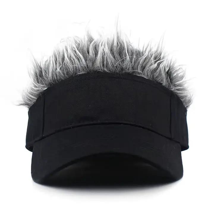 Chapeau de perruque unisexe en coton polyester casquette de baseball solide style sport visière hip-hop décontracté pour hommes et femmes toutes saisons