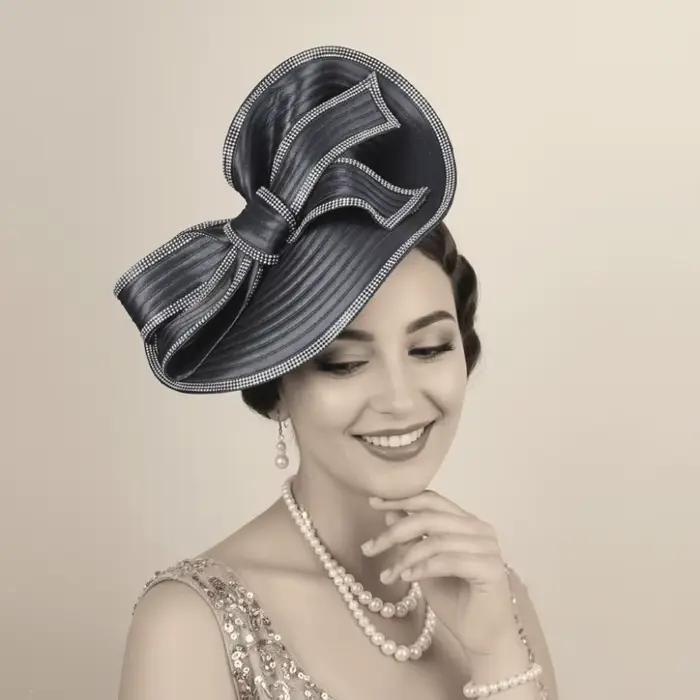 Fascinator Vintage en Acétate Strass Bleu Ciel Bandeau de Cheveux Élégant pour Fêtes Occasions Spéciales