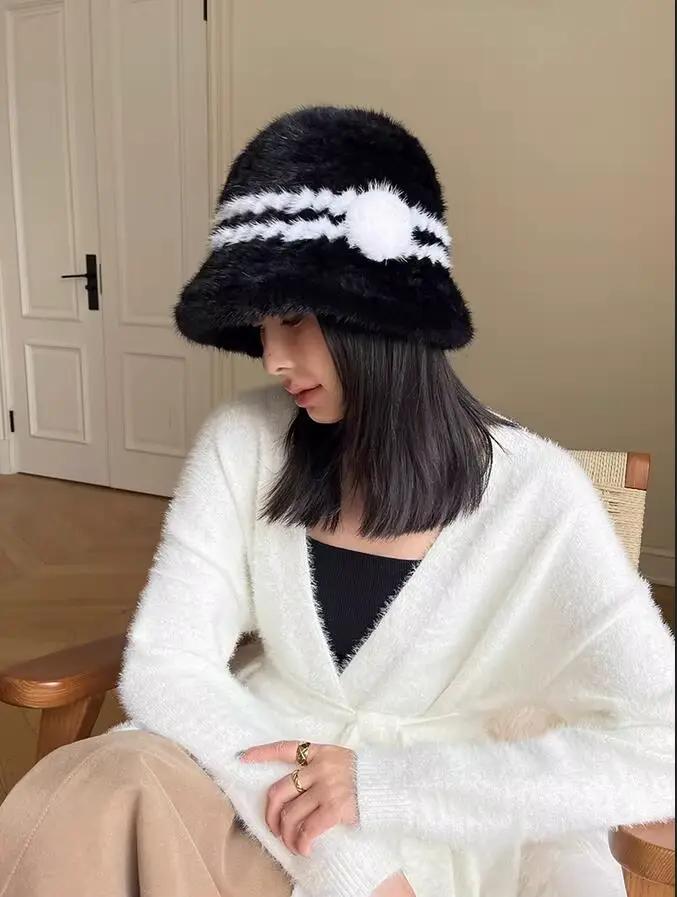 Chapeau en vraie fourrure de vison pour femmes