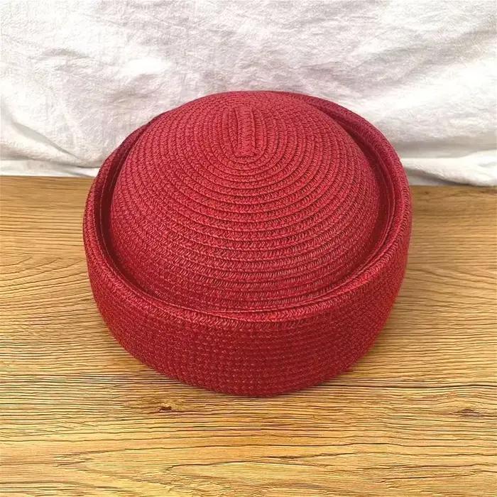 Nouveau chapeau d'été en paille, fait main, style mode, dôme, vintage, respirant, pour loisirs, chapeau de peintre, chapeau uniforme, chapeau de stewardesse, chapeau d'hôtesse de l'air