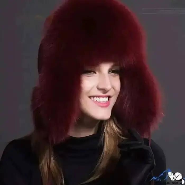 Chapeau d'hiver en fourrure de renard pour femme