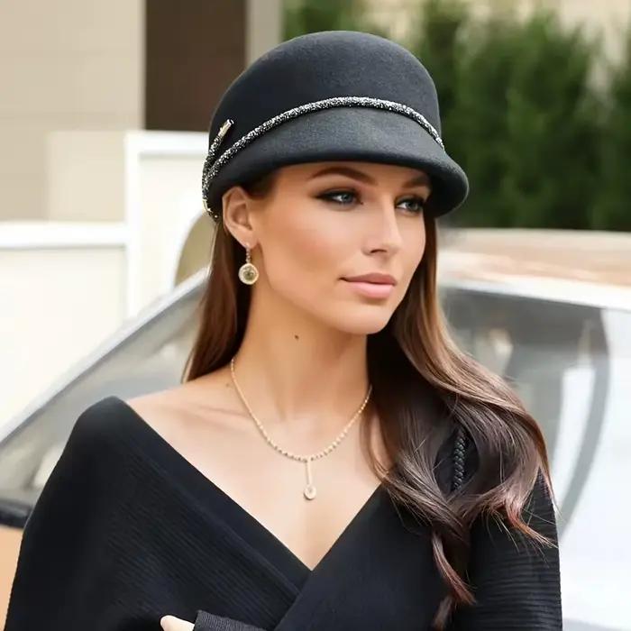 Nouveau chapeau français en feutre de laine pour femmes automne/hiver