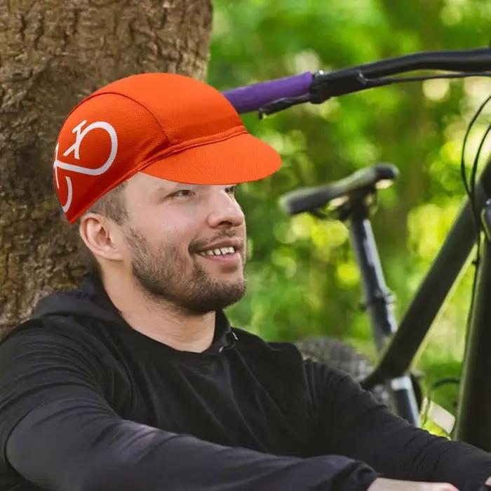 Casquette de cyclisme tricotée simili cuir pour homme et femme, résistante à la transpiration, design extensible pour randonnée et activités de plein air