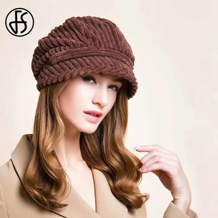 FS bérets blancs casquette hiver automne chapeau pour femmes chapeaux octogonaux dames