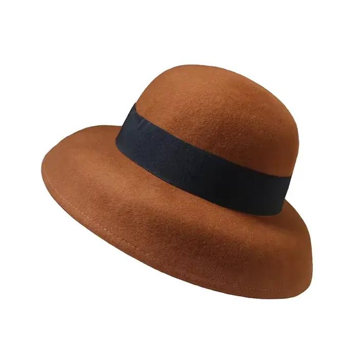 Robe écrasable Fedora femmes Style Vintage chapeau 100% pur laine feutre