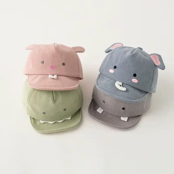 Casquette de baseball kawaii avec visière pour bébé mignon dessin animé dinosaure lapin solide coton polyester ajustable occassions spéciales pour enfants 1-3 ans