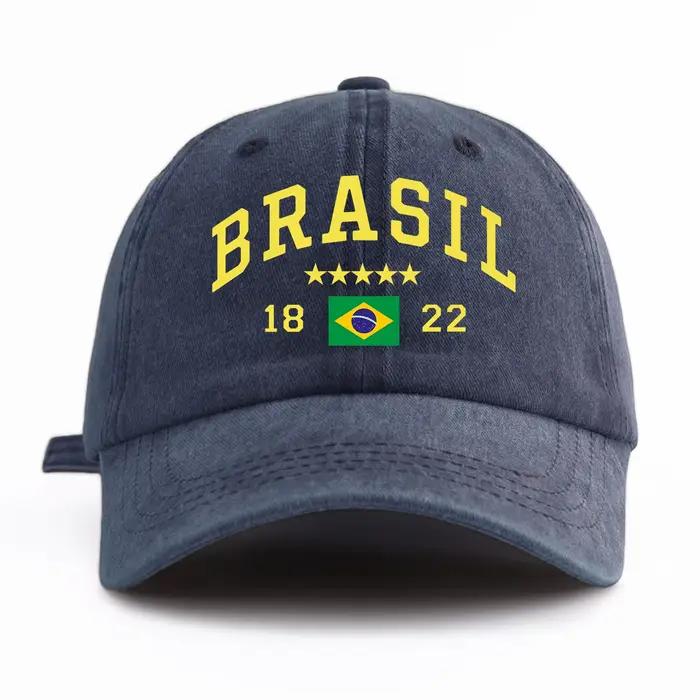 Casquette de Baseball délavée à imprimé BRASIL pour adultes