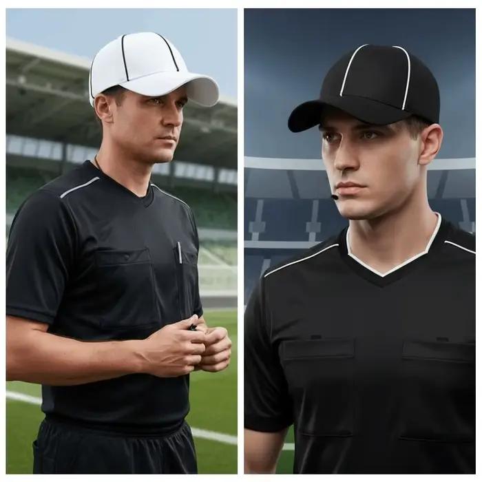 Casquette de Baseball Professionnelle Réglable pour Arbitre Noir / Blanc avec Bordure Contrastante Protection Solaire