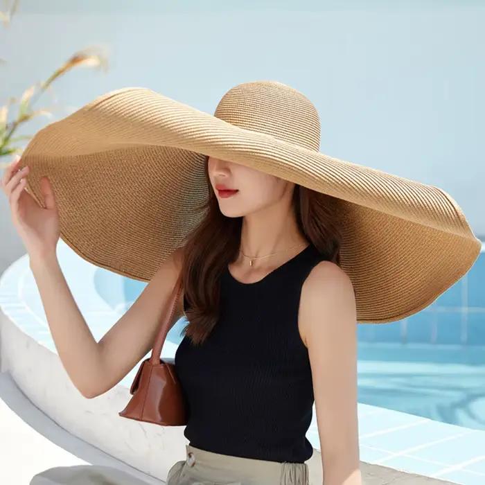 Chapeau de paille pliable pour femme