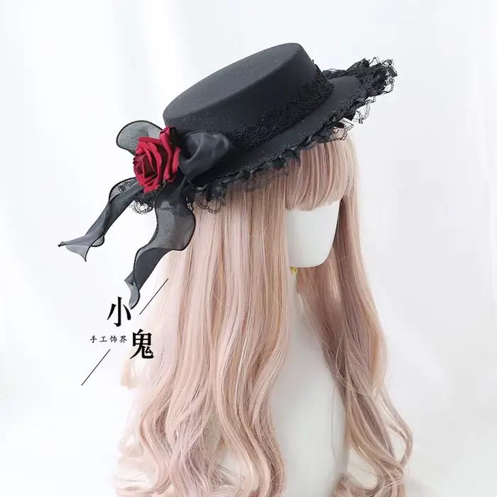 Chapeau plat Lolita élégant en rayonne pour femmes, idéal pour voyager et se démarquer à chaque saison