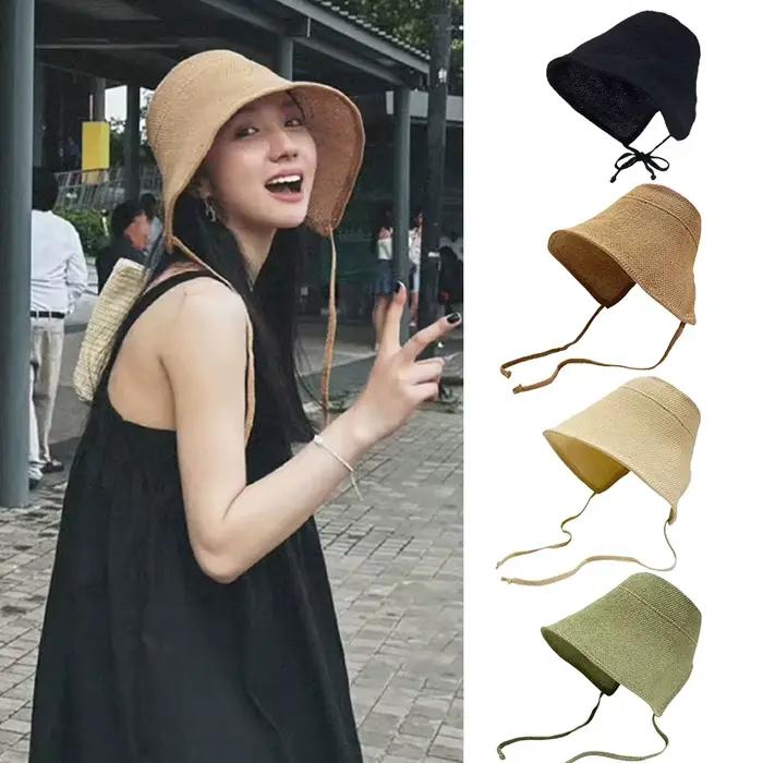 Chapeaux de soleil en paille de lin pour femmes