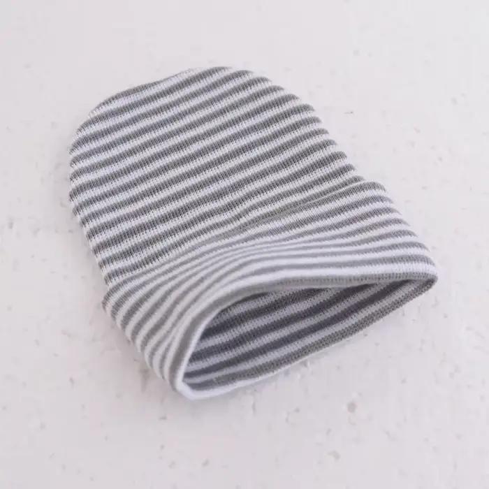 Mignon nouveau-né bébé chapeau infantile fille garçon confortable rayé hôpital casquette hiver chaud enfant en bas âge
