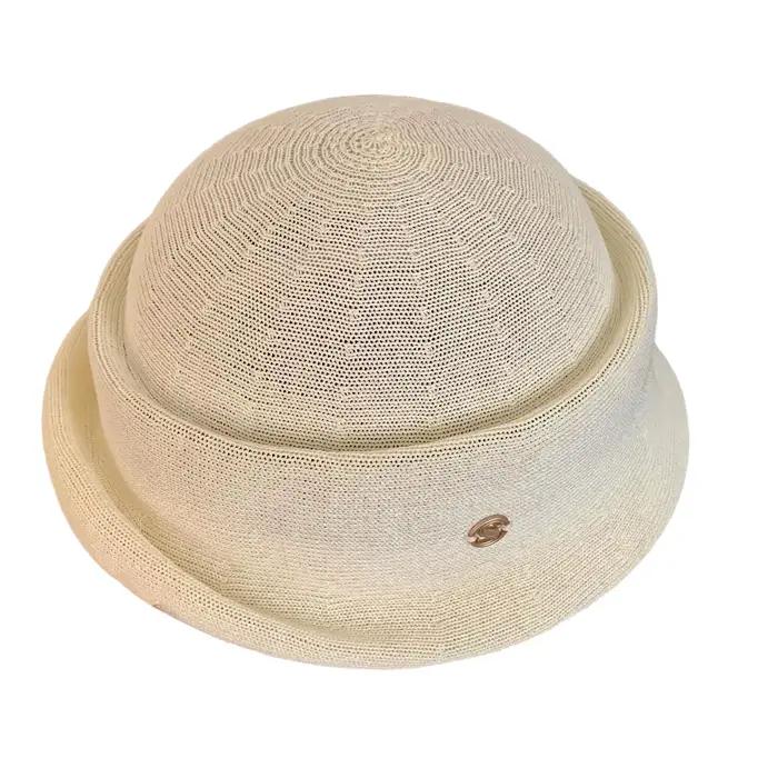 Chapeau à bord roulé de style français inspiré de Hepburn avec bordure métallique pour femme