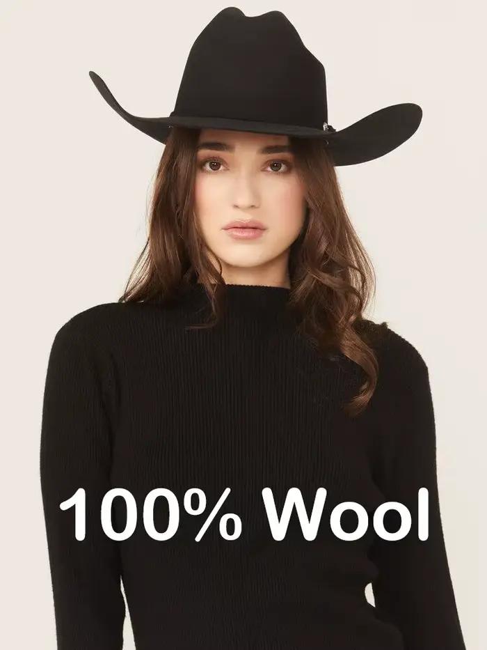 Chapeaux de Cowboy occidentaux à bord carré 100% laine