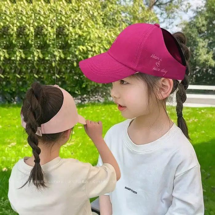 Casquette de baseball pour enfants en coton brodé motif cœur
