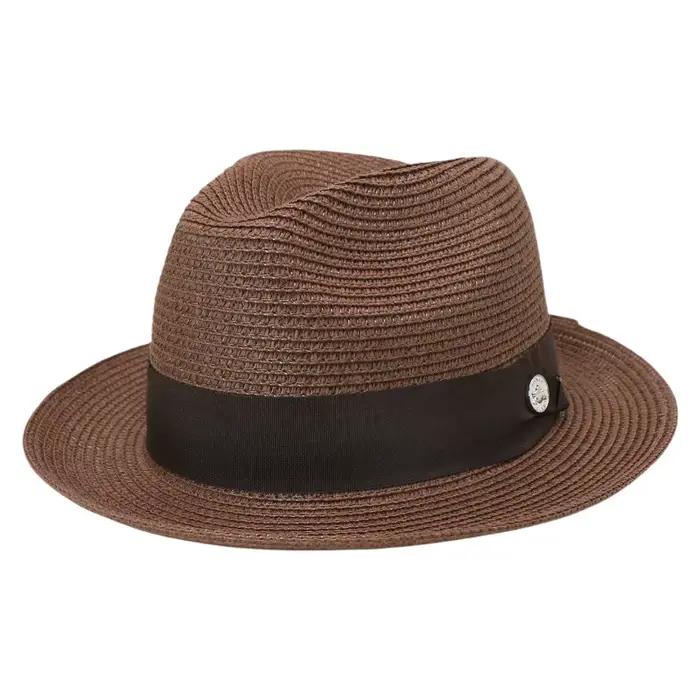 Chapeau de soleil en paille tressé à bord roulé