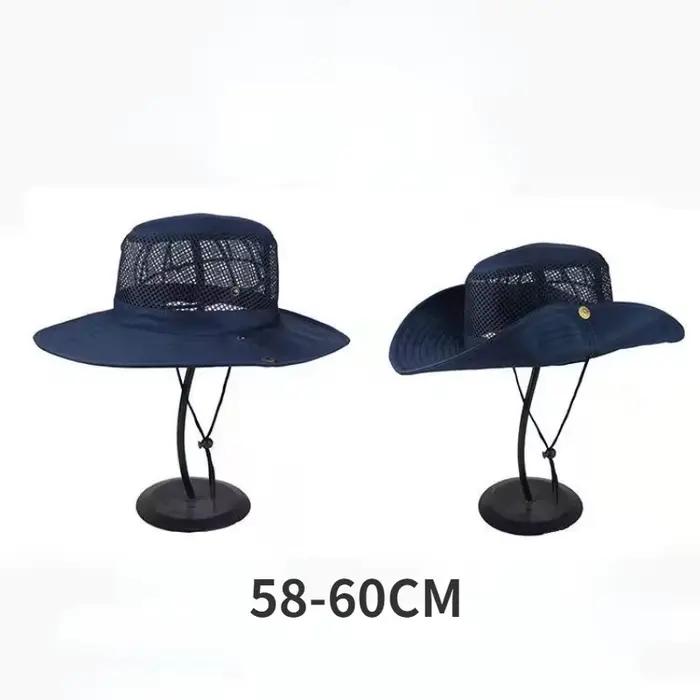 Chapeau de Pêche en Maille Polyester Anti-UV Casquette de Montagne Chapeau de Camping et de Randonnée à Large Bord Accessoires de Voyage pour le Soleil Occasions Spéciales Hommes