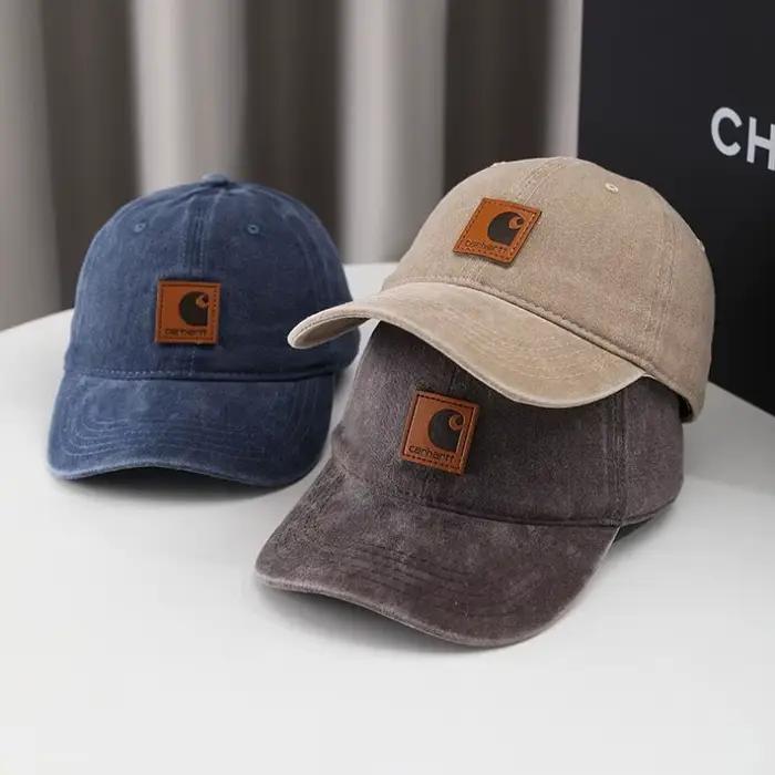 Casquette de baseball vintage délavée Carhartt avec patch en cuir rétro