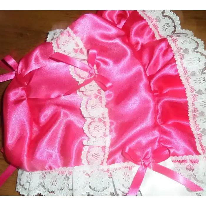 Bonnet en satin rose foncé mignon pour adultes ABDL