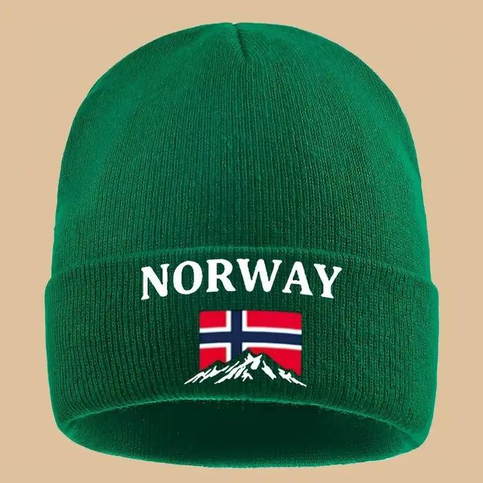 Bonnet en tricot doublé avec broderie «Norway»