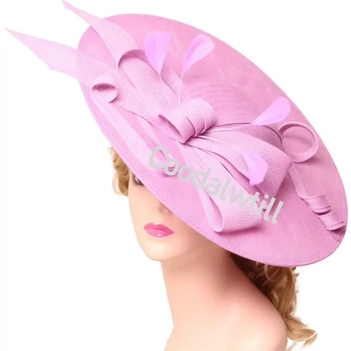 Fascinator Grand Derby Femme Épingles à Cheveux Style Fashion Lin Couleur Solide Polyvalent Occasions Spéciales