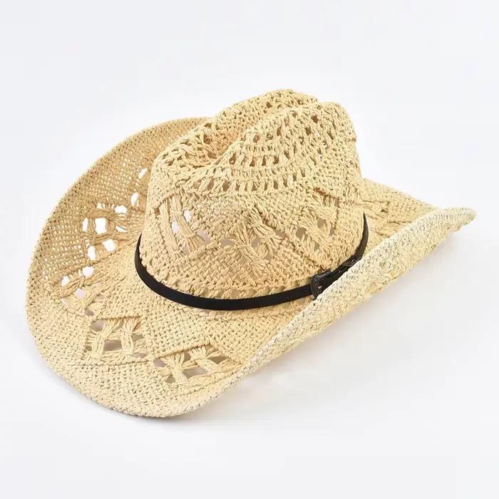 Chapeau de paille de Style occidental Vintage pour hommes et femmes