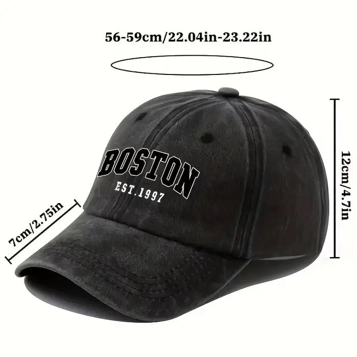 Nouvelle casquette de baseball rétro lavable avec imprimé BOSTON