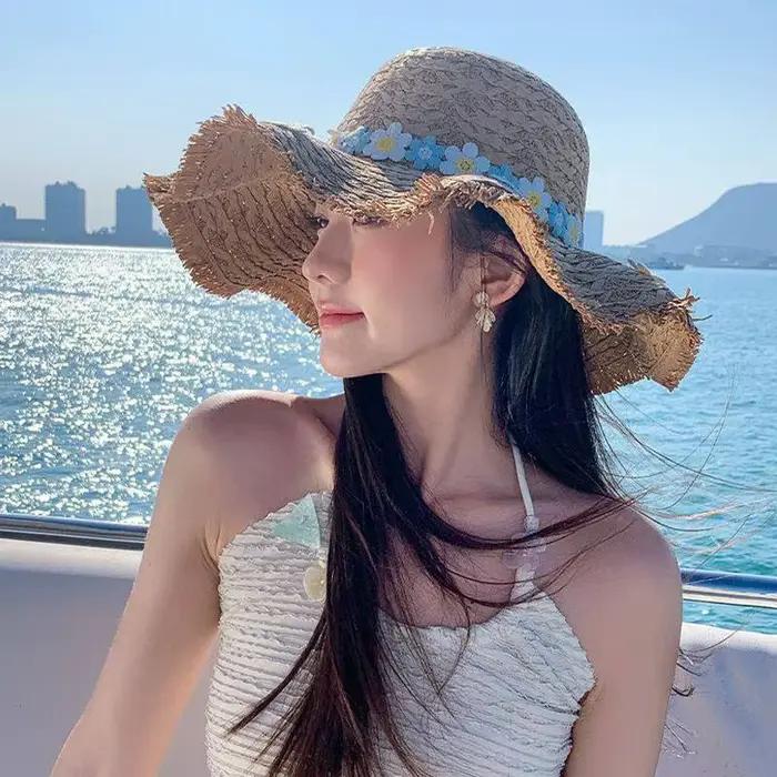 ▫ Nouveau chapeau de plage en dentelle/panama pour femme