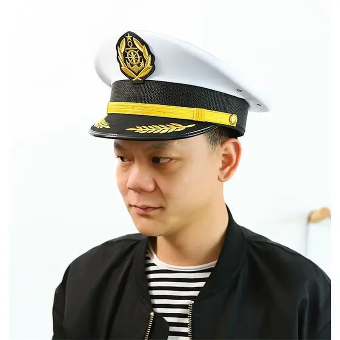 Casquette de Capitaine Blanche Polyester Pour Hommes Adultes Occasions Spéciales Cosplay Théâtre Halloween