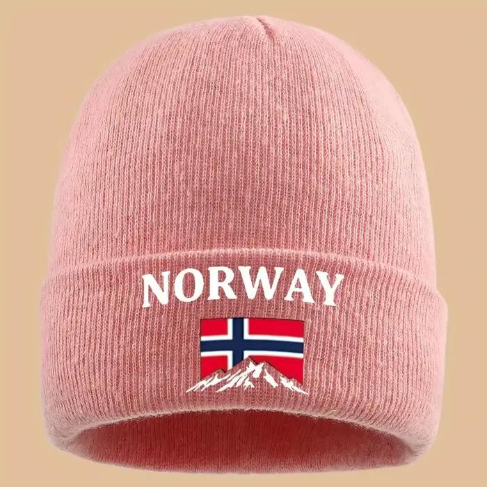 Bonnet en tricot doublé avec broderie «Norway»