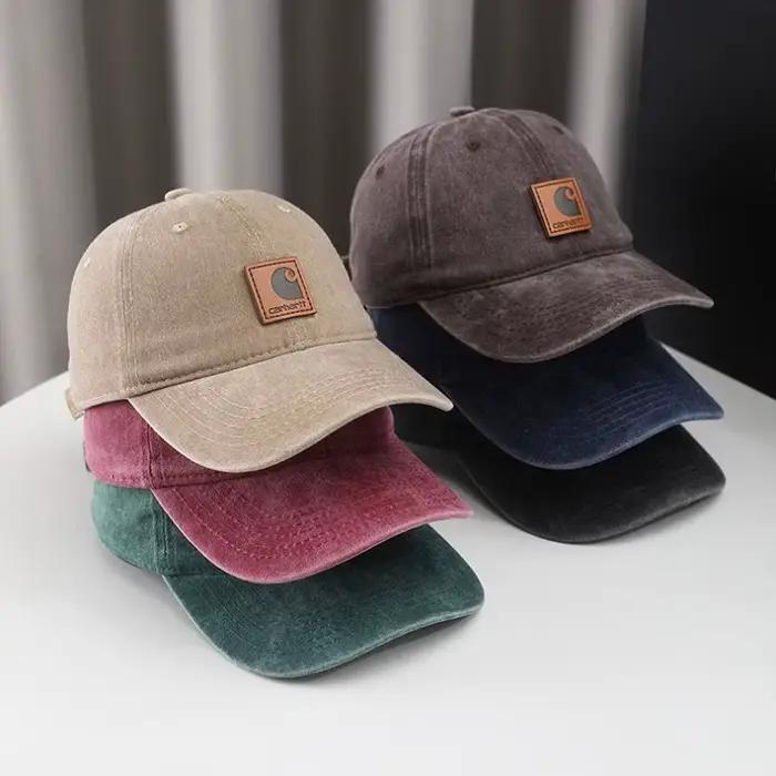 Casquette de baseball vintage délavée Carhartt avec patch en cuir rétro