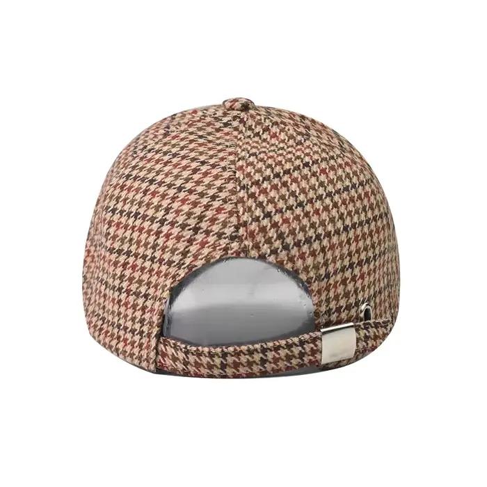 Casquettes de baseball en tissu pied-de-poule marron de la marque FS Luxury pour hommes