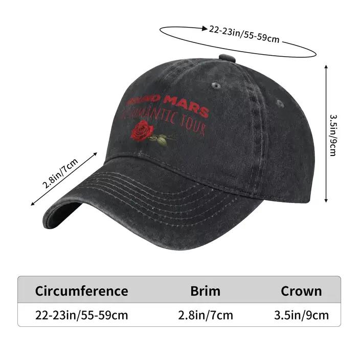 Casquette de baseball classique imprimée Bruno Mars The Romantic Tour 2026 pour hommes et femmes