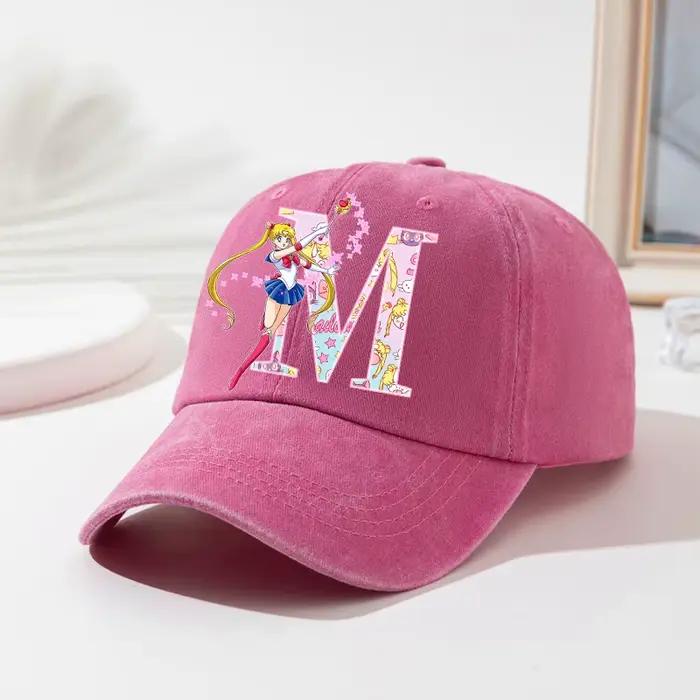 Casquette Sailor Moon pour Femmes Chapeau de Soleil Style Anime Lettres A-Z Pour Filles Sports Plein Air Bonnet Adulte Occasions Spéciales