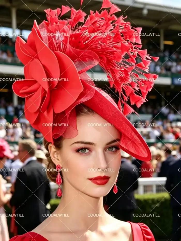 Chapeau Fascinator Jaune à Grande Fleur et Plumes pour Femme