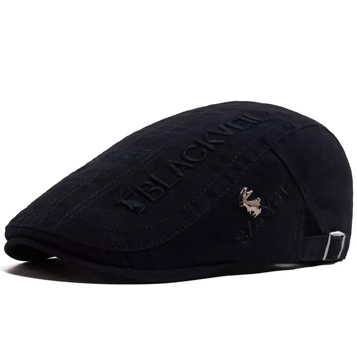 Béret pour hommes, casquette plate brodée de lapin
