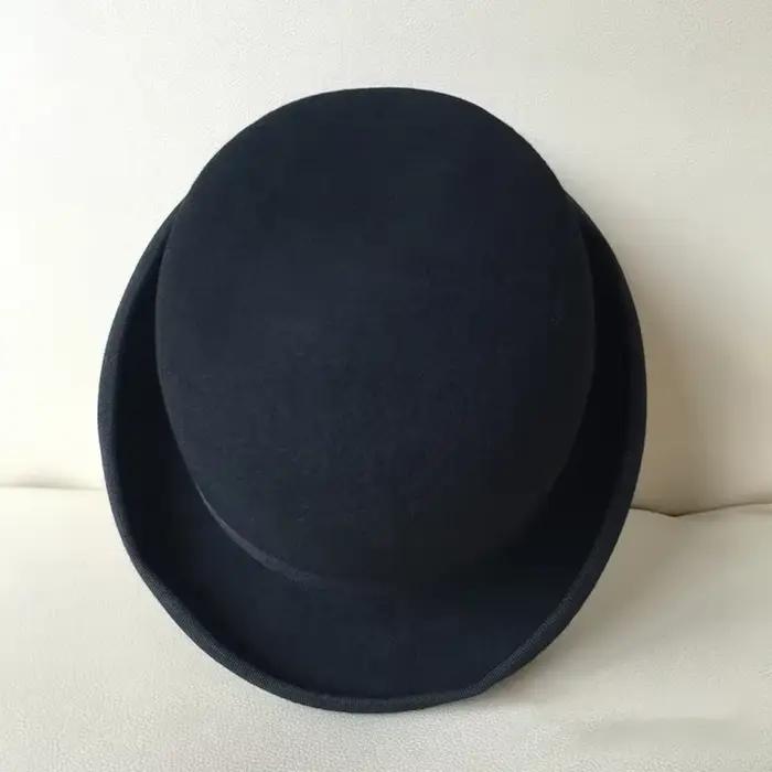Chapeau melon Derby en feutre de laine pour hommes et femmes