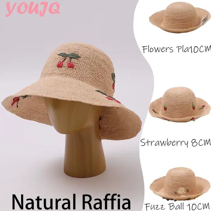 Chapeaux de paille en raphia japonais pour femme