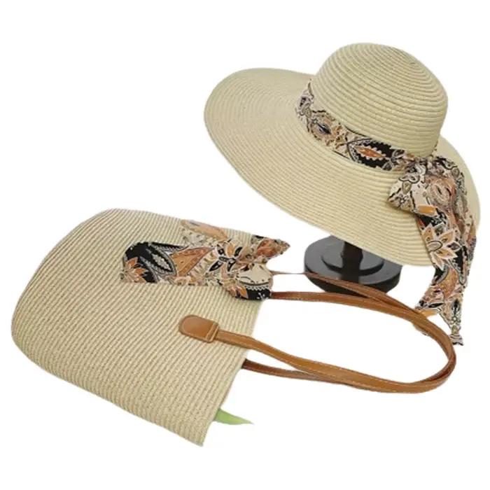 Ensemble chapeau de paille anti-UV et sac fourre-tout