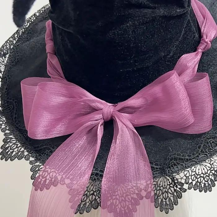 Chapeau de magicien de sorcière d'halloween, chapeau pointu à large bord pour fête de Cosplay, Costume de spectacle sur scène de carnaval, accessoires Photo