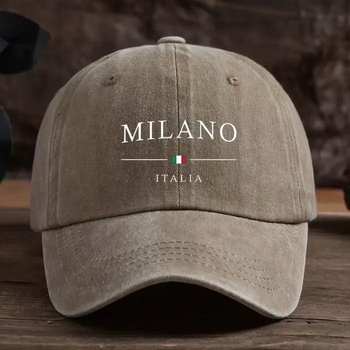Casquette de baseball rétro délavée avec imprimé drapeau italien