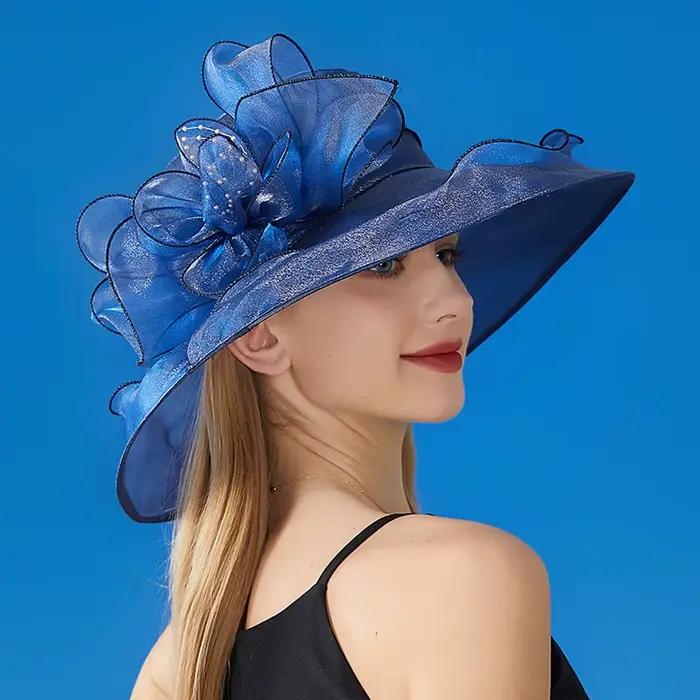 Chapeaux à fleurs en organza pour femmes