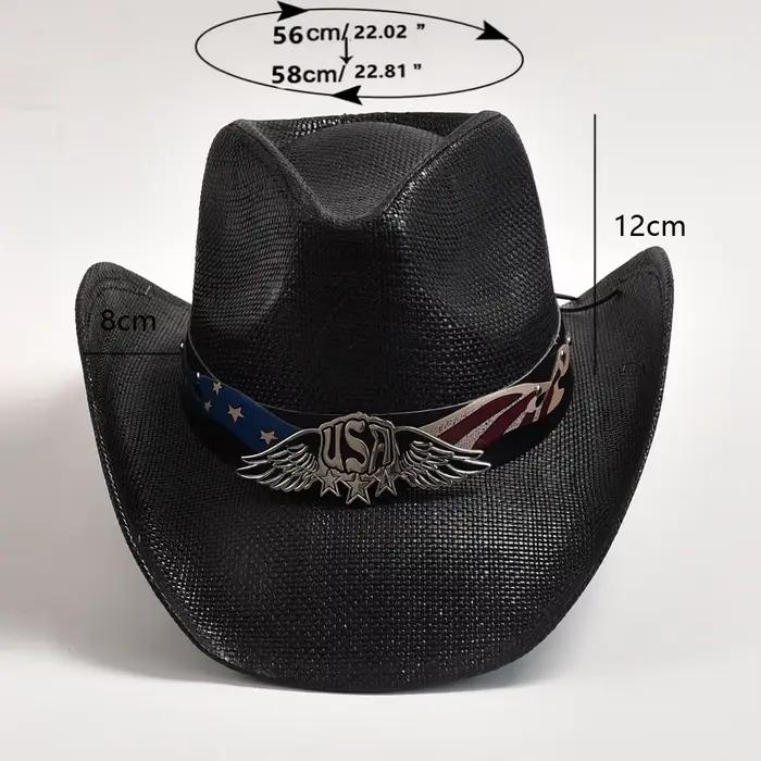 Chapeau de Cowboy Occidental en Paille pour Homme et Femme