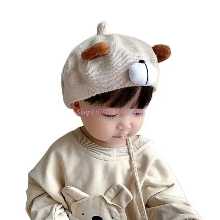 R6FD – bonnet tricoté ours dessin animé mignon pour garçons filles