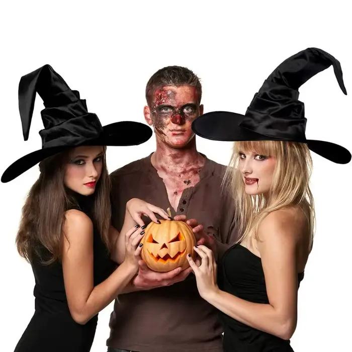Chapeau de sorcière noir pointu pour halloween et cosplay polyvalent ajustement confortable multicolore pour femmes et hommes occasions spéciales