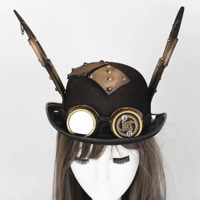 Couvre-chef gothique steampunk avec motifs d'engrenages et lunettes de chaîne pour cosplay et tenues décontractées toutes saisons