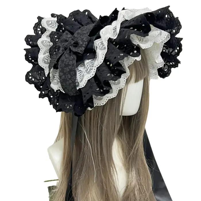 Lolita Han Yang chapeau de paille éclectique BNT dentelle fleur nœud papillon