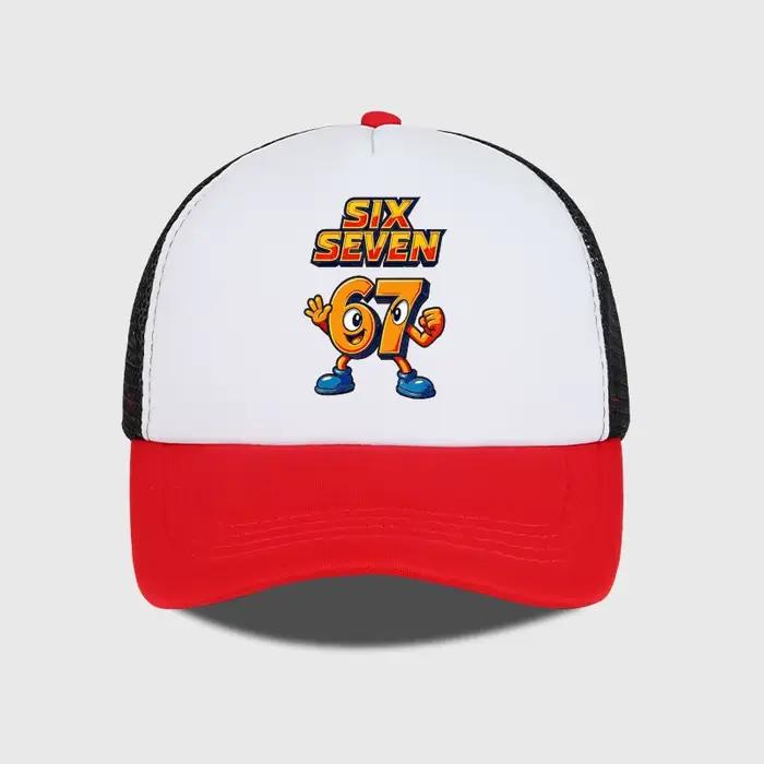 Casquette en maille éponge tendance motif dessin animé 67 Six Seven