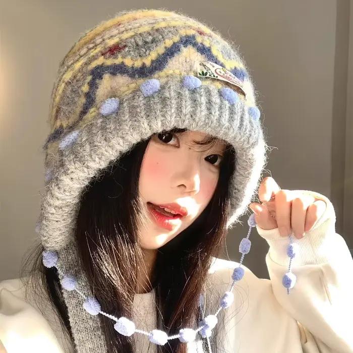 Cagoule tricotée en Jacquard de Style féerique classique pour femmes